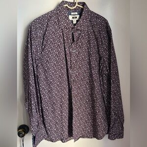 Joseph Abboud Purple Floral Casual Button Down Shirt